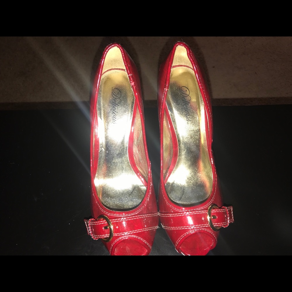 Delicious - Red Glossy | With Buckle - Opened Toe